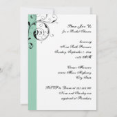 Scroll leaf white jade green wedding bridal shower kaart (Achterkant)