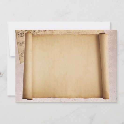 Scroll met muzieknotenuitnodiging kaart (Voorkant)