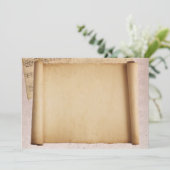 Scroll met muzieknotenuitnodiging kaart (Staand voorkant)