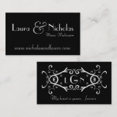  Scroll Monogram Black & White Website Card Visitekaartje (Voorkant / Achterkant)