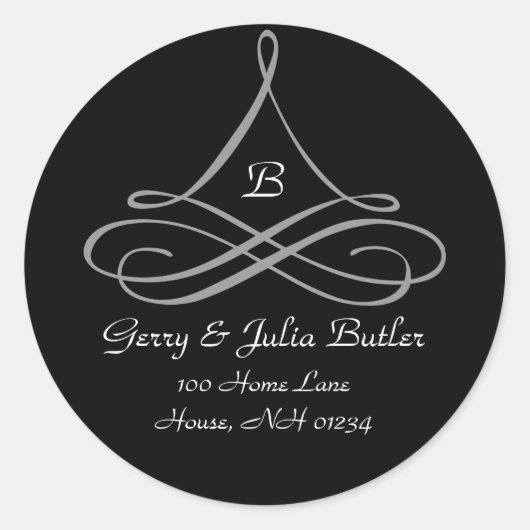 Scroll Ornament Adresetiketten Ronde Sticker (Voorkant)