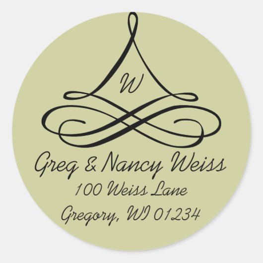 Scroll Ornament Adreslabel Stickers (Voorkant)