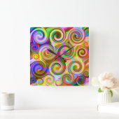 Scroll Pastel geometrisch abstract   Vierkante Klok (Huis)