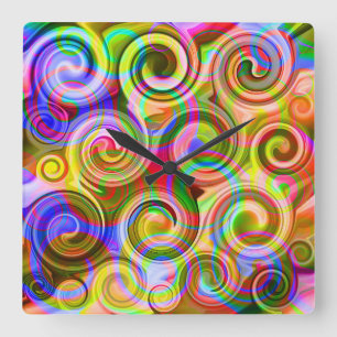 Scroll Pastel geometrisch abstract   Vierkante Klok