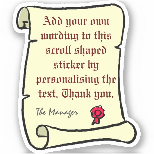 Scroll Perkament met Oude Stijltekst. Sticker (Voorkant)