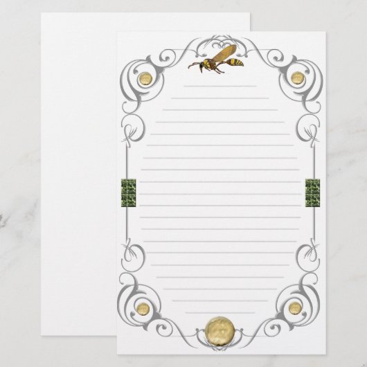 Scroll Potter Wasp Lined Briefpapier (Voorkant / Achterkant)