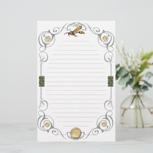 Scroll Potter Wasp Lined Briefpapier (Staand voorkant)