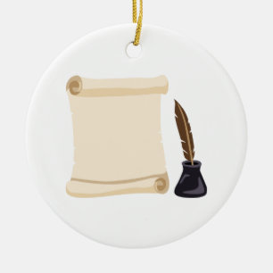 Scroll Quill & Ink Keramisch Ornament