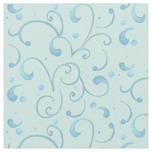 Scroll Swirl Dot Aqua Blue Nursery Baby Schattigee Stof (Close Up)