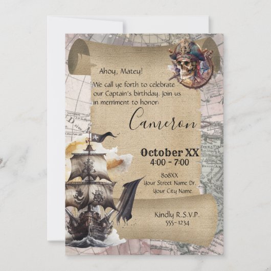 Scroll Treasure Kaart Piraten Party (Voorkant)