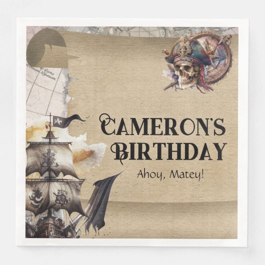 Scroll Treasure Kaart Piraten Party Servet (Voorkant)