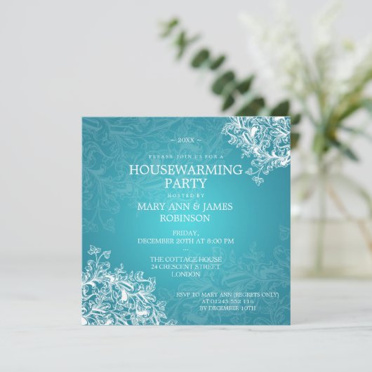  Scroll Turquoise Kaart (Staand voorkant)