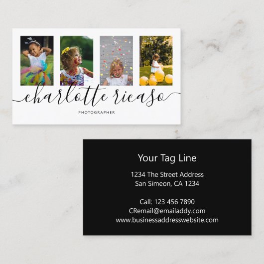 Scroll Typografie 4 Het Malplaatje van de Foto Per Visitekaartje (Voorkant / Achterkant)