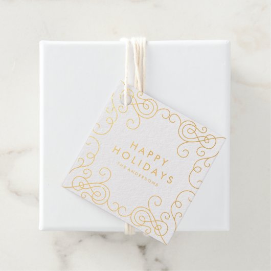 Scroll Vakantie Folie Favor Tag (Met doos)