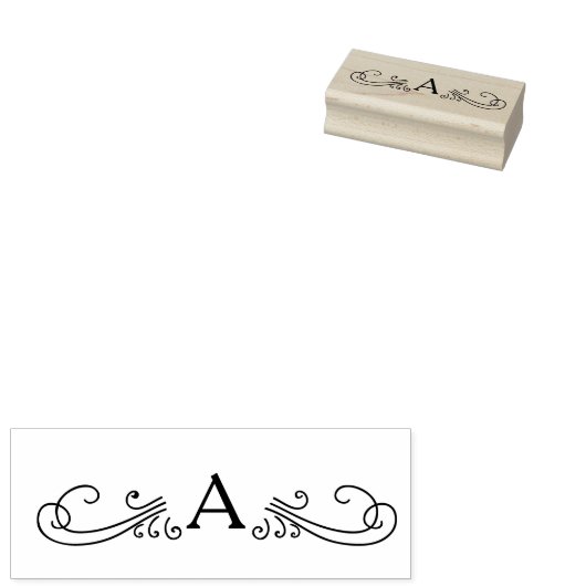 Scroll voor Monogram Rubber Stamp Rubberstempel (Gestempeld)