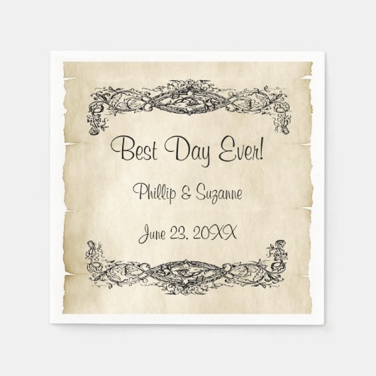  Scroll werk perkament trouwdag Servet (Voorkant)