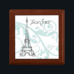 Scrollen en Eiffeltoren - blauw Cadeaudoosje<br><div class="desc">Mooie blauwe rollen,  zwenkwielen en een zwarte lijnkunst van de Eiffeltoren. Het perfecte cadeau!</div>