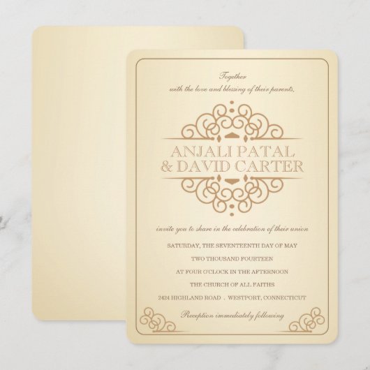  Scrollen hedendaagse Casual bruiloft Kaart (Voorkant / Achterkant)