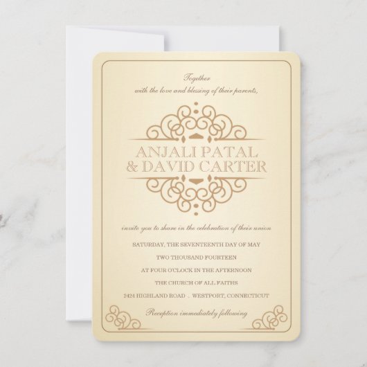  Scrollen hedendaagse Casual bruiloft Kaart (Voorkant)