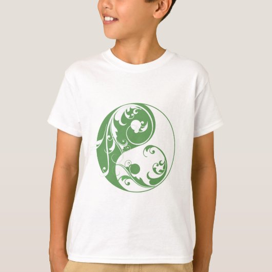 Scrollende Yin & Yang (groen) T-shirt (Voorkant)