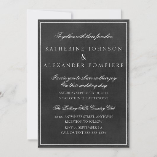 scrollengraving Chalkboard bruiloft uitnodigen Kaart (Achterkant)