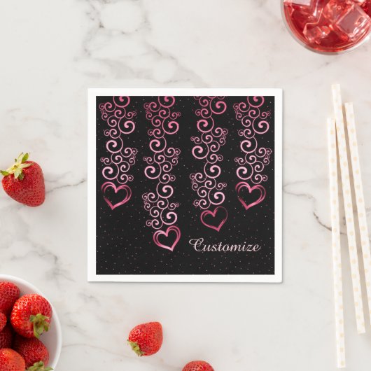 Scrolling Vine Hearts Napkins Servetten (Insitu)