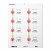 Scrollontwerp met roze bloem Nieuw adres Etiket (Full Sheet)