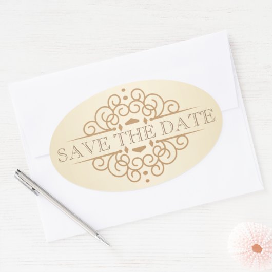 Scrolls Bewaar de datum Bruiloft Labels (Envelop)