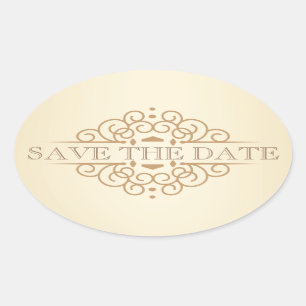 Scrolls Bewaar de datum Bruiloft Labels