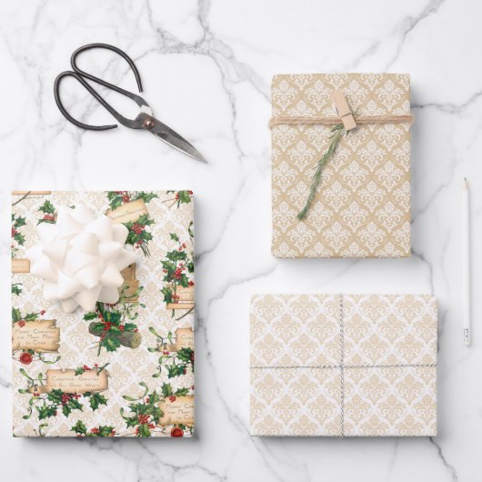 Scrolls & Groeten | Holly | Damast Inpakpapier Vel (Voorkant)