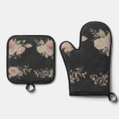 Scrolls met rozen Victoriaans stijl Ovenwant & Pannenlap Set (Voorkant)