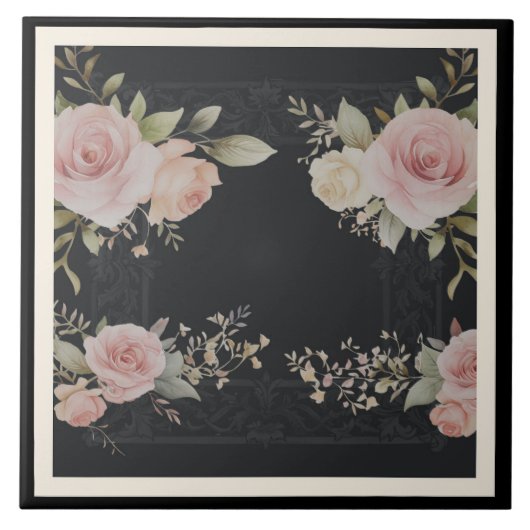 Scrolls met rozen Victoriaans stijl Tegeltje (Voorkant)