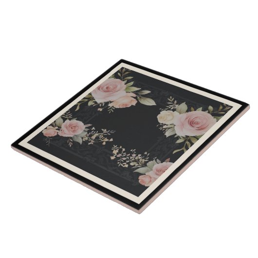 Scrolls met rozen Victoriaans stijl Tegeltje (Zijkant)