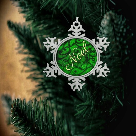 Scrollwerk Groen  Tin Sneeuwvlok Ornament