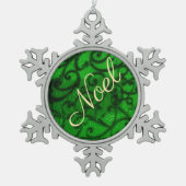 Scrollwerk Groen  Tin Sneeuwvlok Ornament (Voorkant)