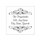 Scrollwork en Fancy Font Return-adres Rubberstempel (Afrduk)