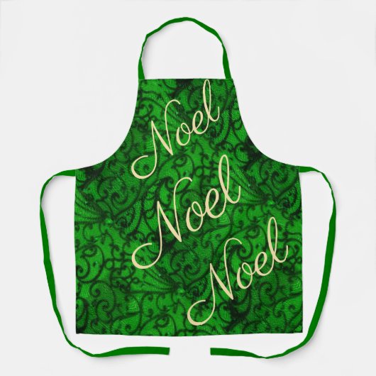 Scrollwork Green All-Over Print Apron Schort (Voorkant)