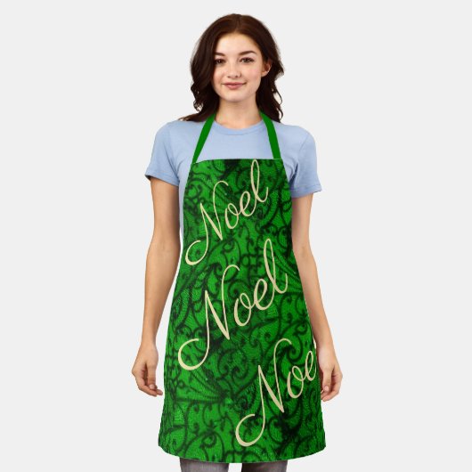 Scrollwork Green All-Over Print Apron Schort (Gedragen)