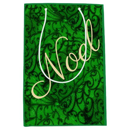 Scrollwork Green Gift Bag Medium Cadeauzakje (Voorkant)