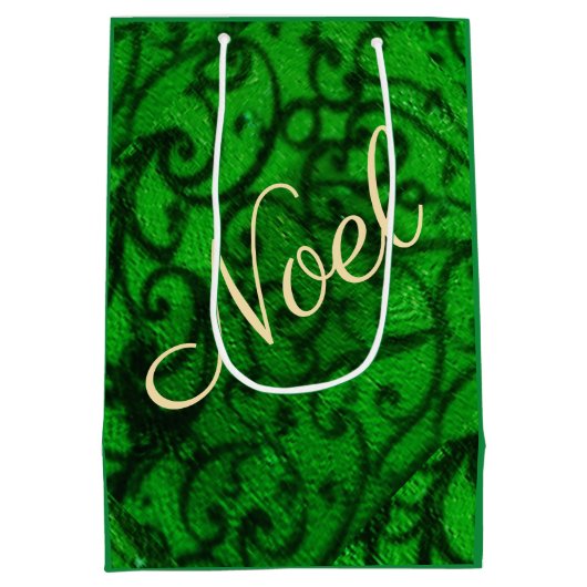 Scrollwork Green Gift Bag Medium Cadeauzakje (Achterkant)