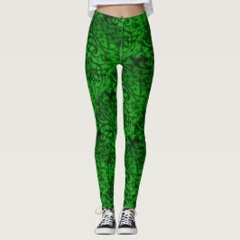 Scrollwork Green Leggings