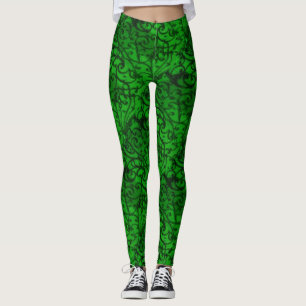 Scrollwork Green Leggings