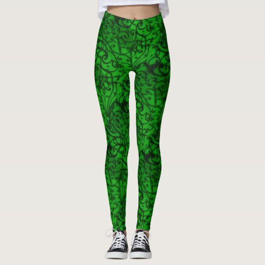 Scrollwork Green Leggings (Voorkant)
