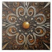  Scrollwork met Golden Center 3 Tegeltje (Voorkant)