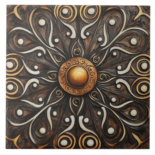  Scrollwork met Golden Center 4 Tegeltje (Voorkant)