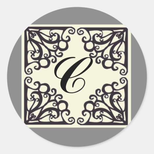 Scrollwork Sticker gepersonaliseerd Initiaal (Voorkant)