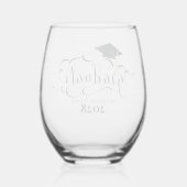 Scrolly Afstuderen Naam en Jaar Wijnglas Zonder Voet (Achterkant)