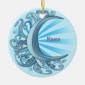 Scrolly Crescent Moon Keramisch Ornament (Voorkant)