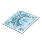 Scrolly Crescent Moon Tegeltje (Zijkant)