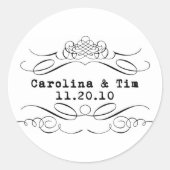 Scrolly Letterpress Monogram Ronde Sticker (Voorkant)